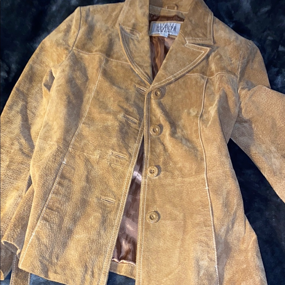 Suede Button-Front Women's Jacket - Tan